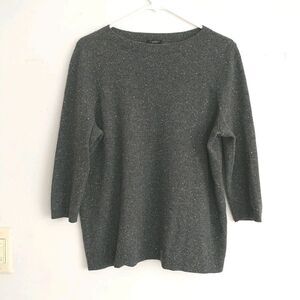 Talbots Sweater Women 1XP Gray 100% Cashmere 3/4 Sleeves Quiet Luxury